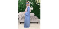 Structured sky blue puff-sleeve abaya